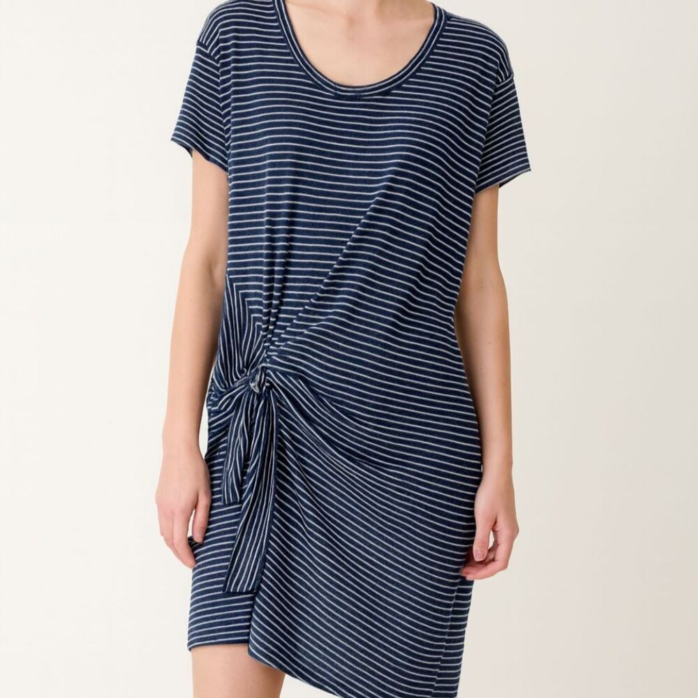 Vince Striped Knot Detail T-Shirt Dress Size Large